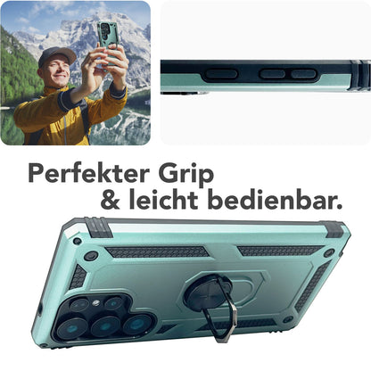 NALIA Panzerhülle für Samsung Galaxy S25 Ultra – Ring-Ständer 360° & Magnet-Halterung Kompatibel – RINGDEFEND (Stoßfestes Outdoor Case) – Marke aus Berlin