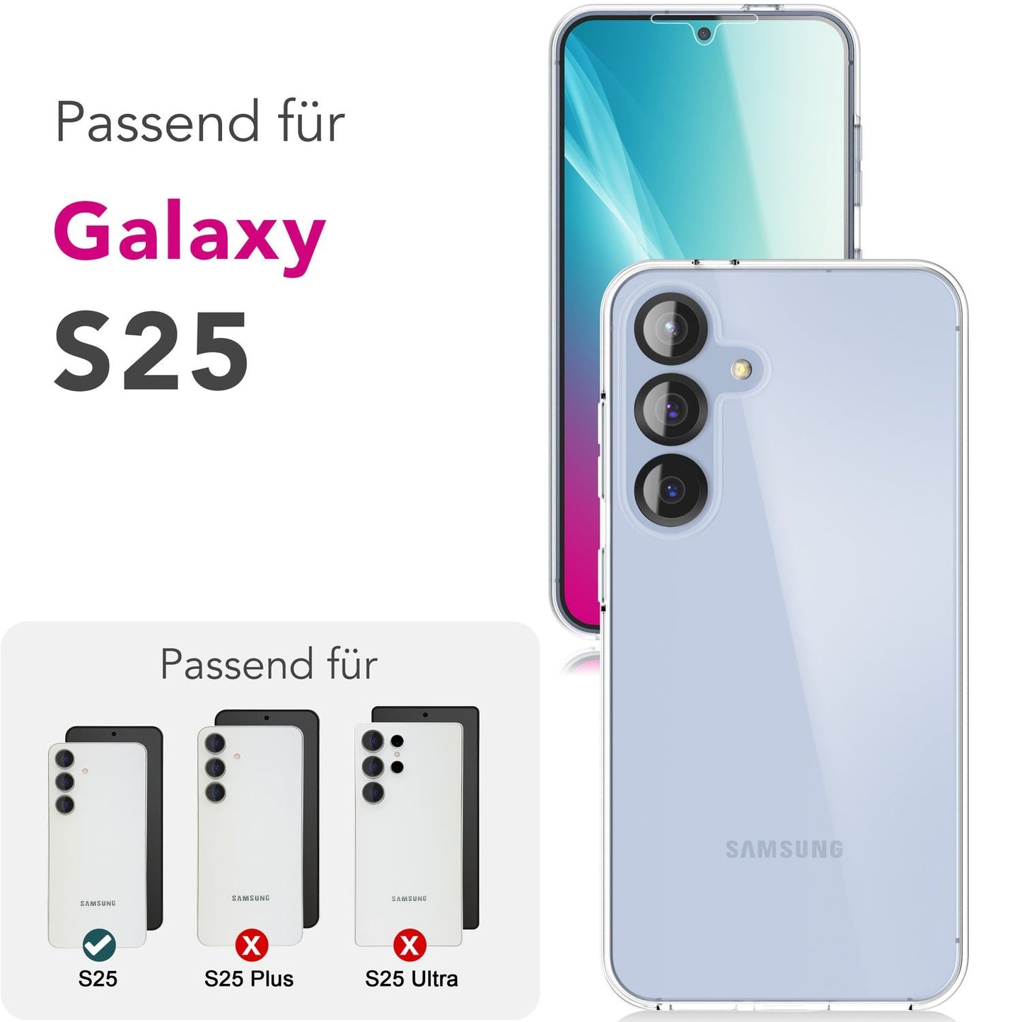 NALIA 360° Hülle für Samsung Galaxy S25 – Vorne & Hinten Schutz – 360GUARD (Full-Body Case) – Marke aus Berlin