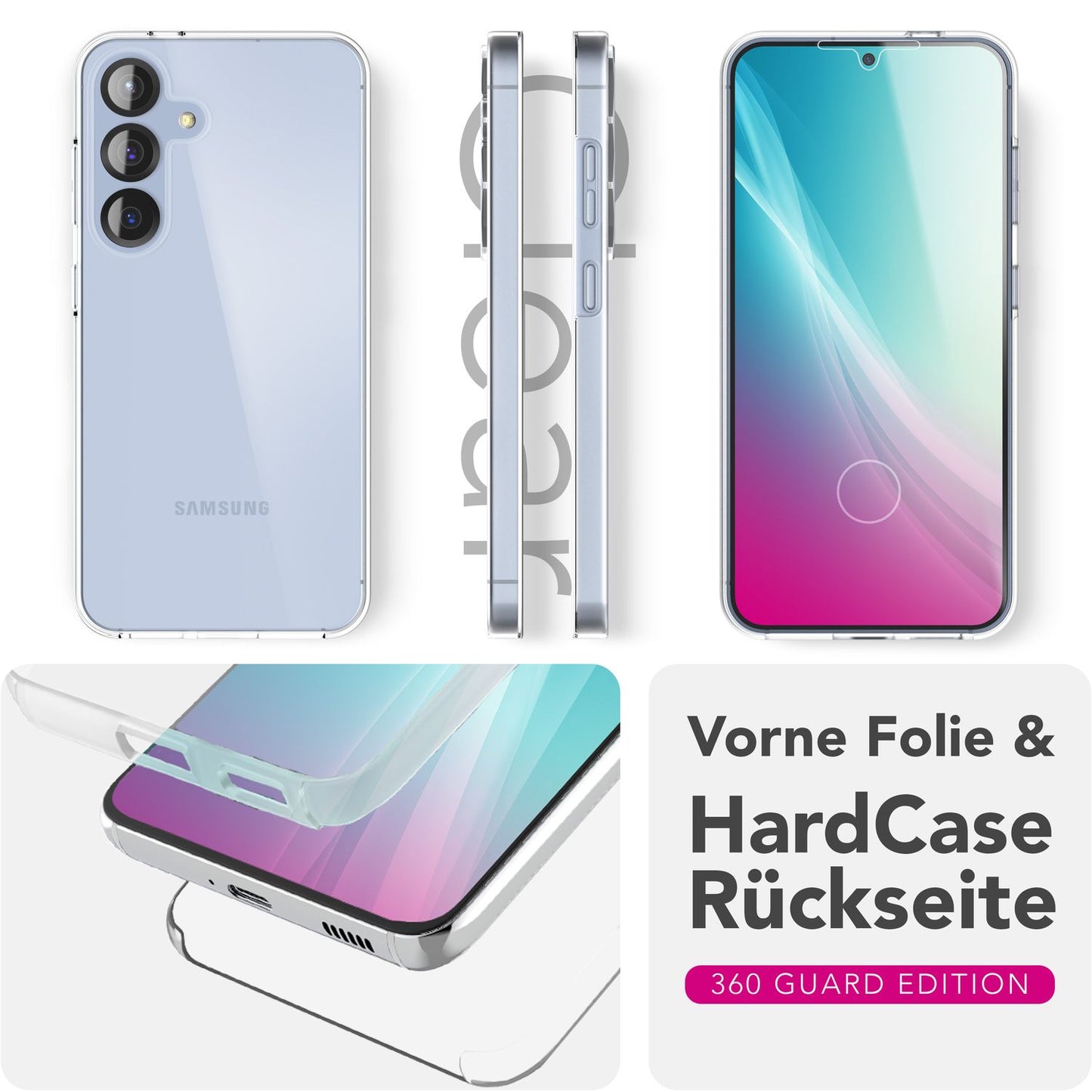 NALIA 360° Hülle für Samsung Galaxy S25 Plus – Vorne & Hinten Schutz – 360GUARD (Full-Body Case) – Marke aus Berlin