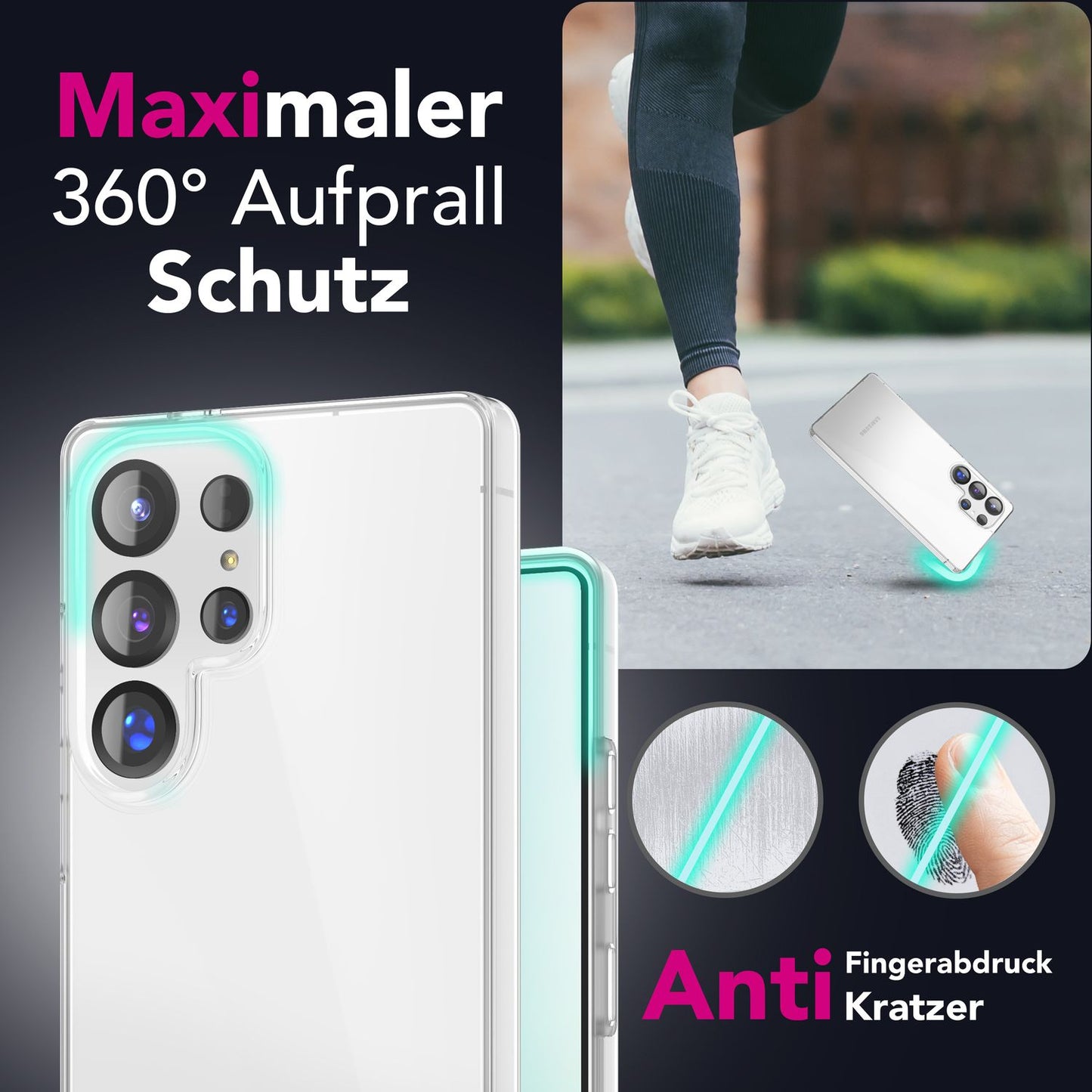 NALIA 360° Hülle für Samsung Galaxy S25 Ultra – Vorne & Hinten Schutz – 360GUARD (Full-Body Case) – Marke aus Berlin