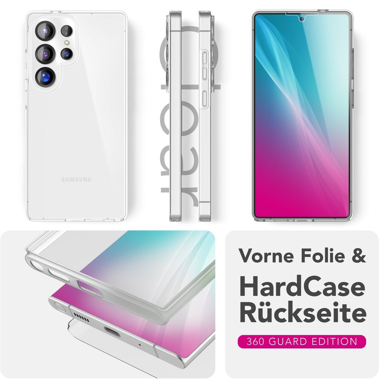 NALIA 360° Hülle für Samsung Galaxy S25 Ultra – Vorne & Hinten Schutz – 360GUARD (Full-Body Case) – Marke aus Berlin