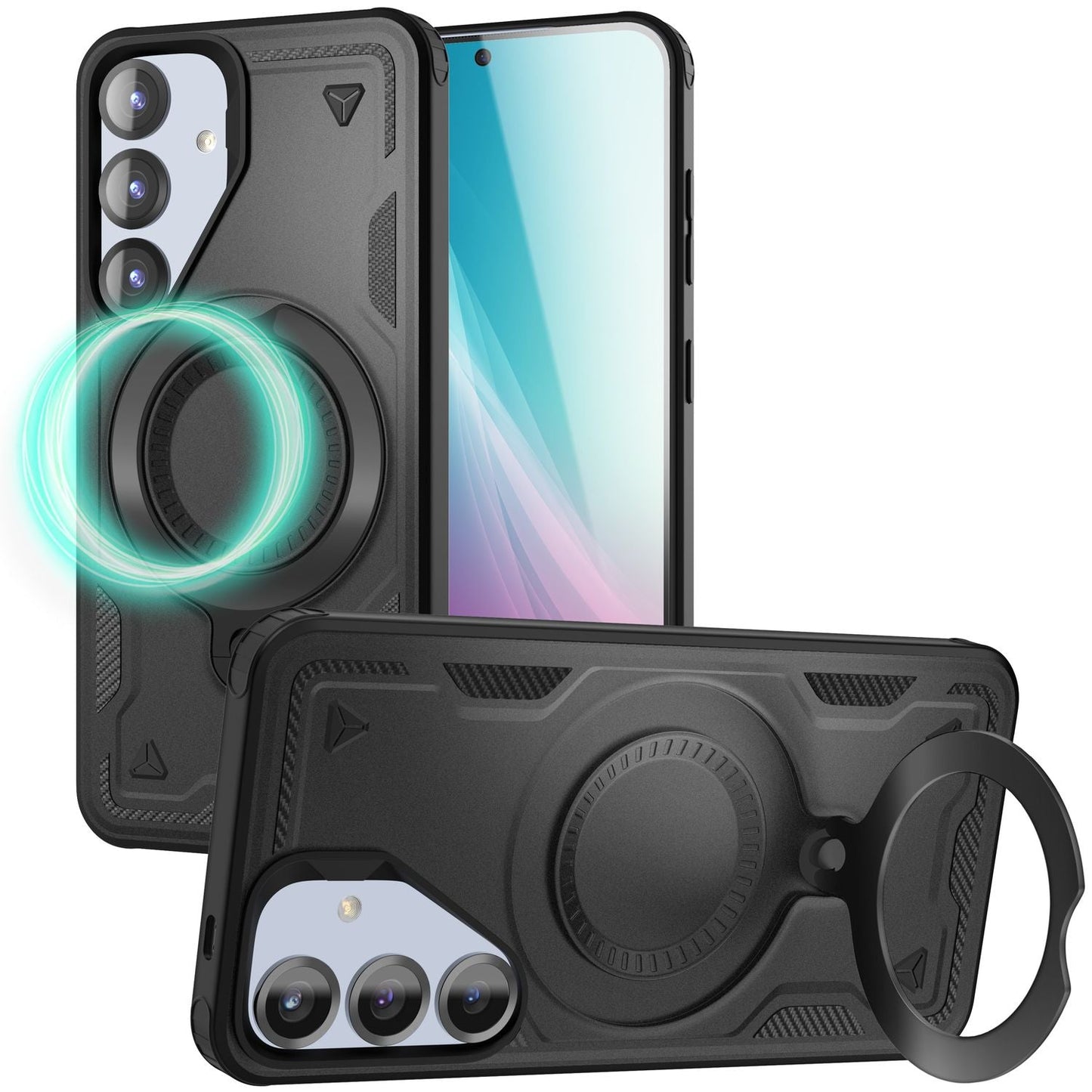 NALIA Magnetische Panzerhülle für Samsung Galaxy S25 – Ring-Halterung 360° & MagSafe kompatibel – STORMGUARD (Outdoor Case) – Marke aus Berlin