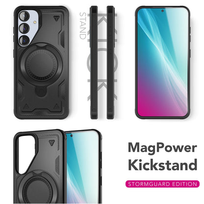 NALIA Magnetische Panzerhülle für Samsung Galaxy S25 – Ring-Halterung 360° & MagSafe kompatibel – STORMGUARD (Outdoor Case) – Marke aus Berlin