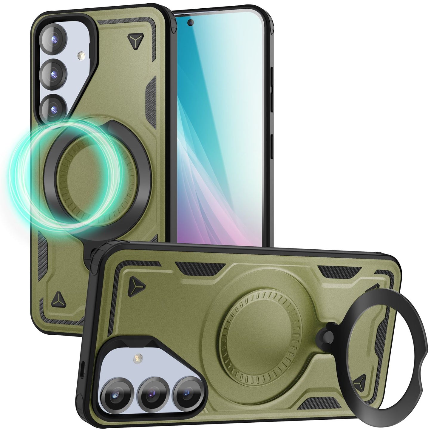 NALIA Magnetische Panzerhülle für Samsung Galaxy S25 – Ring-Halterung 360° & MagSafe kompatibel – STORMGUARD (Outdoor Case) – Marke aus Berlin