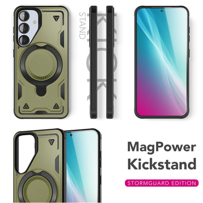 NALIA Magnetische Panzerhülle für Samsung Galaxy S25 – Ring-Halterung 360° & MagSafe kompatibel – STORMGUARD (Outdoor Case) – Marke aus Berlin