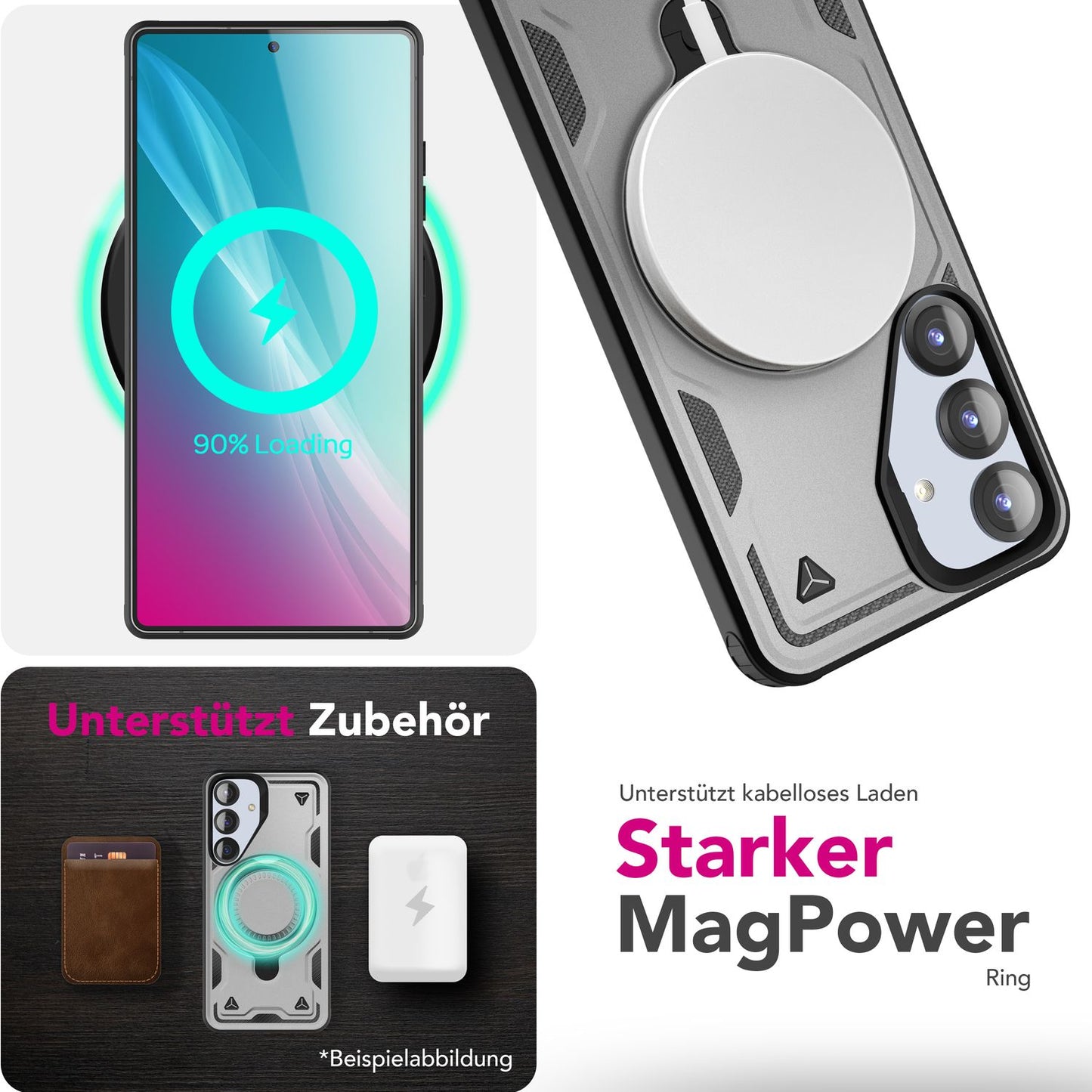 NALIA Magnetische Panzerhülle für Samsung Galaxy S25 – Ring-Halterung 360° & MagSafe kompatibel – STORMGUARD (Outdoor Case) – Marke aus Berlin