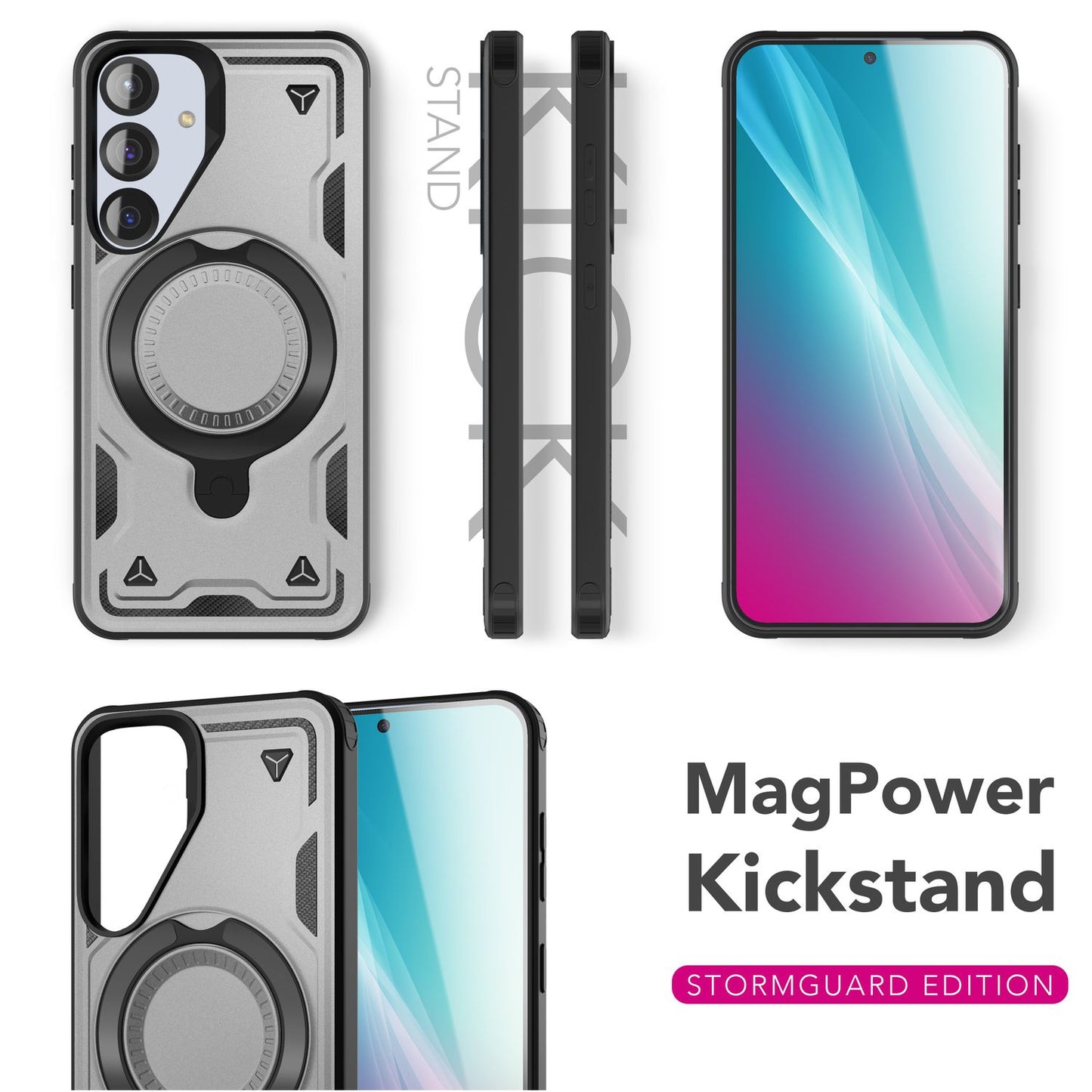 NALIA Magnetische Panzerhülle für Samsung Galaxy S25 – Ring-Halterung 360° & MagSafe kompatibel – STORMGUARD (Outdoor Case) – Marke aus Berlin