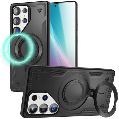 NALIA Magnetische Panzerhülle für Samsung Galaxy S25 Ultra – Ring-Halterung 360° & MagSafe kompatibel – STORMGUARD (Outdoor Case) – Marke aus Berlin
