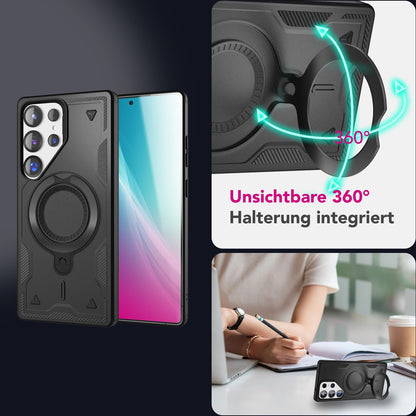 NALIA Magnetische Panzerhülle für Samsung Galaxy S25 Ultra – Ring-Halterung 360° & MagSafe kompatibel – STORMGUARD (Outdoor Case) – Marke aus Berlin