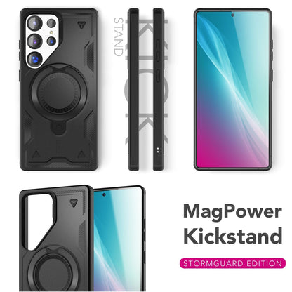 NALIA Magnetische Panzerhülle für Samsung Galaxy S25 Ultra – Ring-Halterung 360° & MagSafe kompatibel – STORMGUARD (Outdoor Case) – Marke aus Berlin