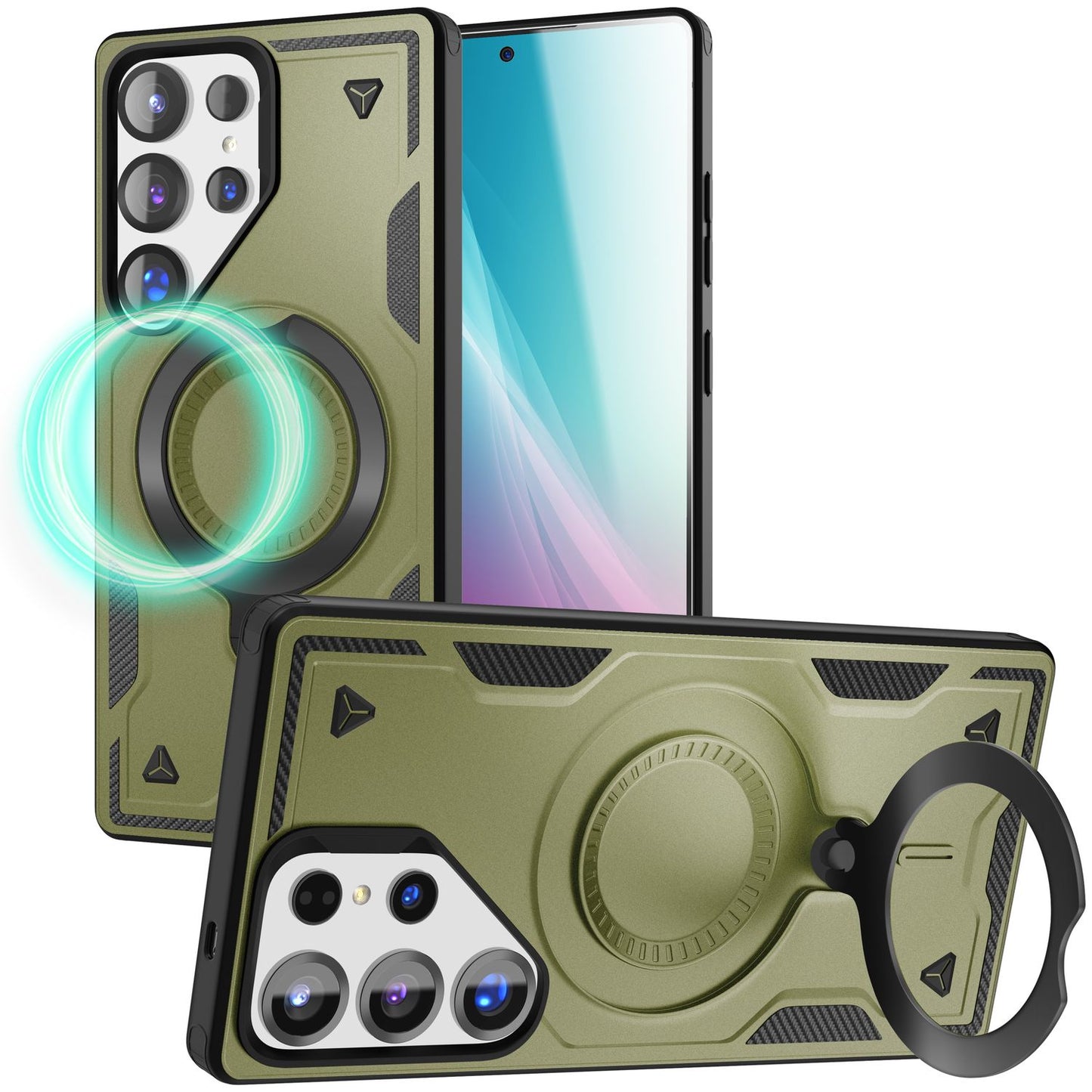 NALIA Magnetische Panzerhülle für Samsung Galaxy S25 Ultra – Ring-Halterung 360° & MagSafe kompatibel – STORMGUARD (Outdoor Case) – Marke aus Berlin
