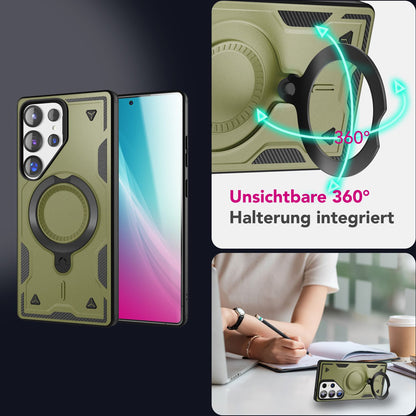 NALIA Magnetische Panzerhülle für Samsung Galaxy S25 Ultra – Ring-Halterung 360° & MagSafe kompatibel – STORMGUARD (Outdoor Case) – Marke aus Berlin