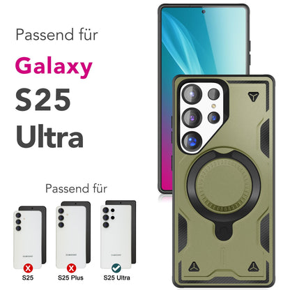 NALIA Magnetische Panzerhülle für Samsung Galaxy S25 Ultra – Ring-Halterung 360° & MagSafe kompatibel – STORMGUARD (Outdoor Case) – Marke aus Berlin