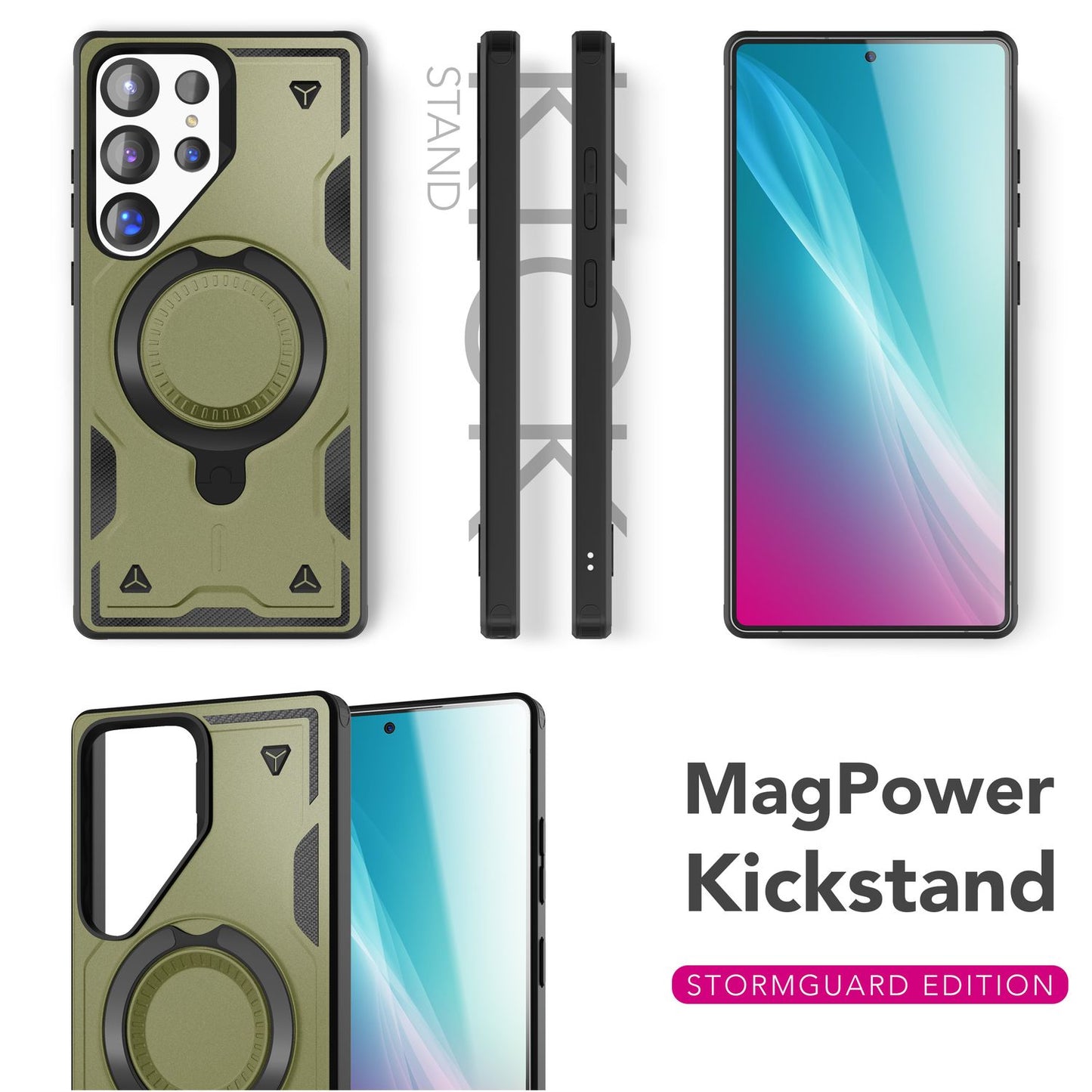 NALIA Magnetische Panzerhülle für Samsung Galaxy S25 Ultra – Ring-Halterung 360° & MagSafe kompatibel – STORMGUARD (Outdoor Case) – Marke aus Berlin