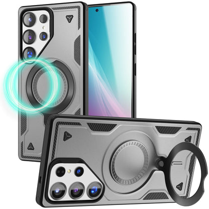 NALIA Magnetische Panzerhülle für Samsung Galaxy S25 Ultra – Ring-Halterung 360° & MagSafe kompatibel – STORMGUARD (Outdoor Case) – Marke aus Berlin