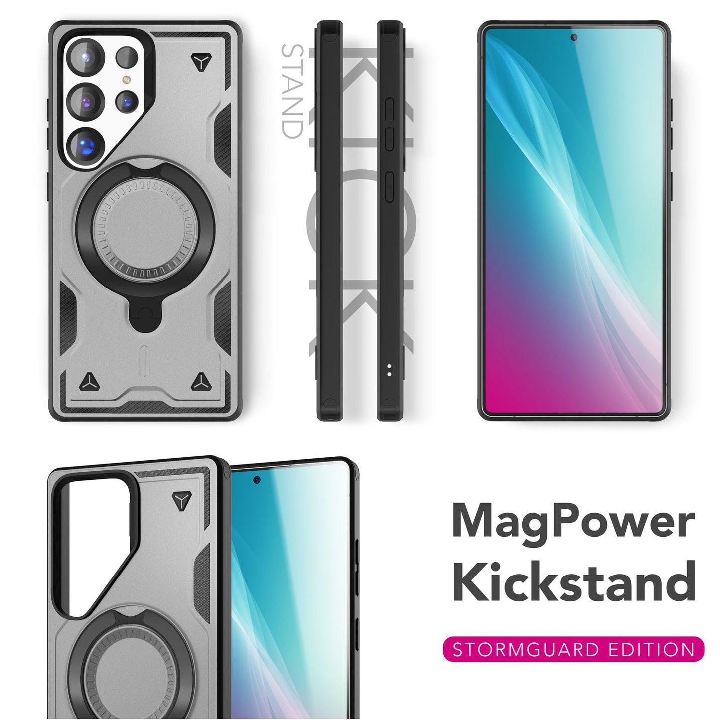 NALIA Magnetische Panzerhülle für Samsung Galaxy S25 Ultra – Ring-Halterung 360° & MagSafe kompatibel – STORMGUARD (Outdoor Case) – Marke aus Berlin
