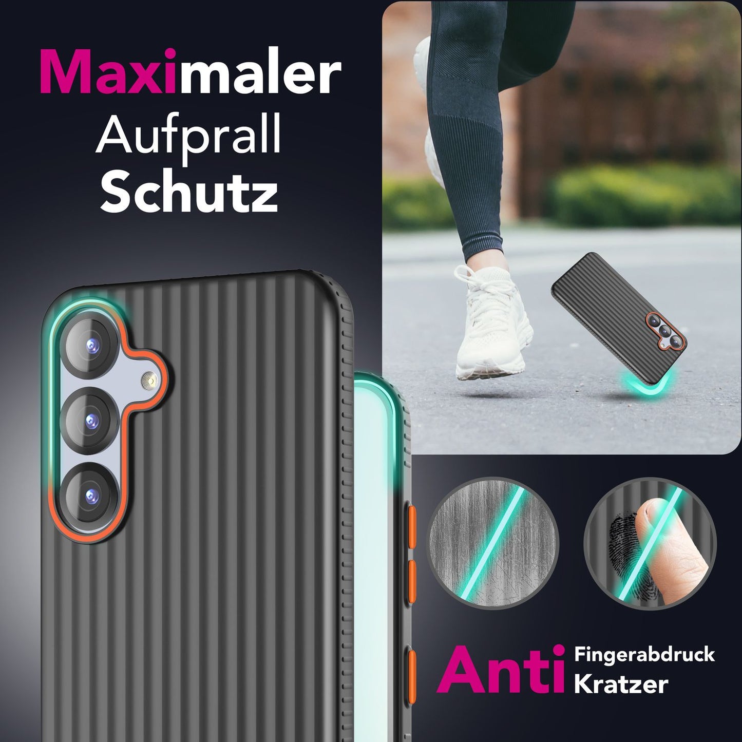 NALIA Matte Hardcase Hülle für Samsung Galaxy S25 – Anti-Fingerabdruck & Grip – NOVA (Strukturiertes Design) – Marke aus Berlin