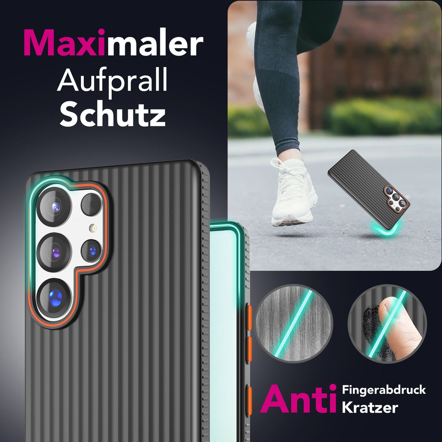 NALIA Matte Hardcase Hülle für Samsung Galaxy S25 Ultra – Anti-Fingerabdruck & Grip – NOVA (Strukturiertes Design) – Marke aus Berlin