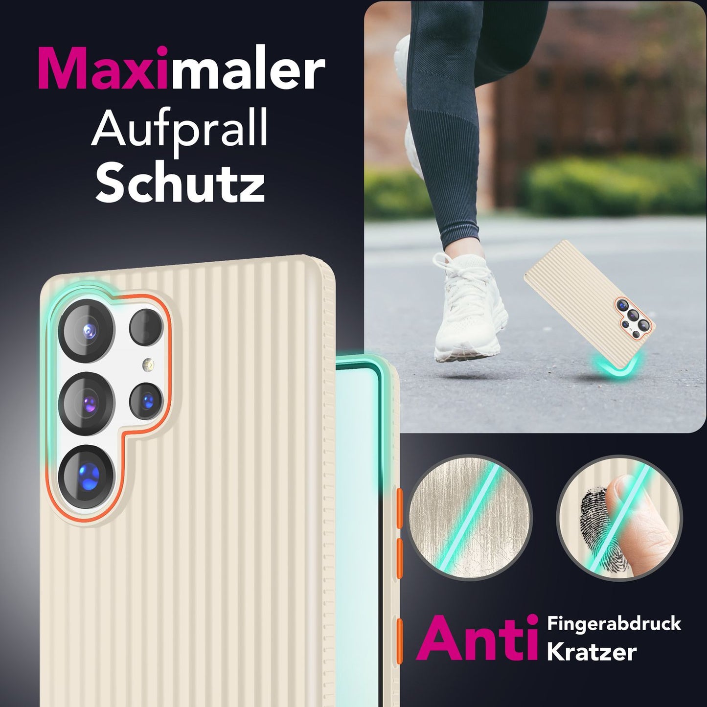 NALIA Matte Hardcase Hülle für Samsung Galaxy S25 Ultra – Anti-Fingerabdruck & Grip – NOVA (Strukturiertes Design) – Marke aus Berlin