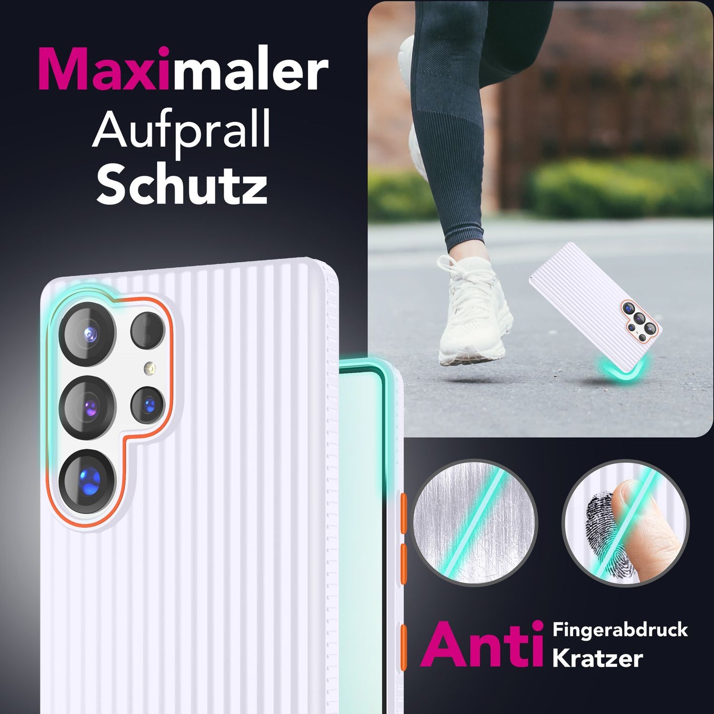 NALIA Matte Hardcase Hülle für Samsung Galaxy S25 Ultra – Anti-Fingerabdruck & Grip – NOVA (Strukturiertes Design) – Marke aus Berlin