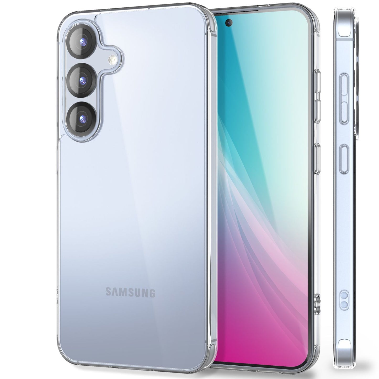 NALIA Transparente Hülle für Samsung Galaxy S25 – Anti-Gelb & Stoßfest – BLYSS (Rückseite in Glas-Optik) – Marke aus Berlin