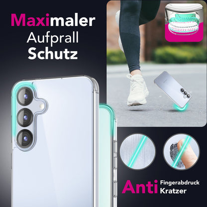 NALIA Transparente Hülle für Samsung Galaxy S25 – Anti-Gelb & Stoßfest – BLYSS (Rückseite in Glas-Optik) – Marke aus Berlin