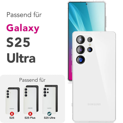 NALIA Transparente Hülle für Samsung Galaxy S25 Ultra – Anti-Gelb & Stoßfest – BLYSS (Rückseite in Glas-Optik) – Marke aus Berlin