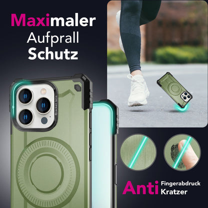 NALIA Magnetische Panzerhülle für iPhone 16 Pro – MagSafe kompatibel & Kamera-Stand – GRANITE (Outdoor Schutzhülle Stoßfest) – Marke aus Berlin
