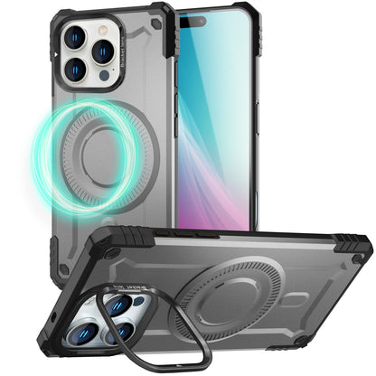 NALIA Magnetische Panzerhülle für iPhone 16 Pro Max – MagSafe kompatibel & Kamera-Stand – GRANITE (Outdoor Schutzhülle Stoßfest) – Marke aus Berlin