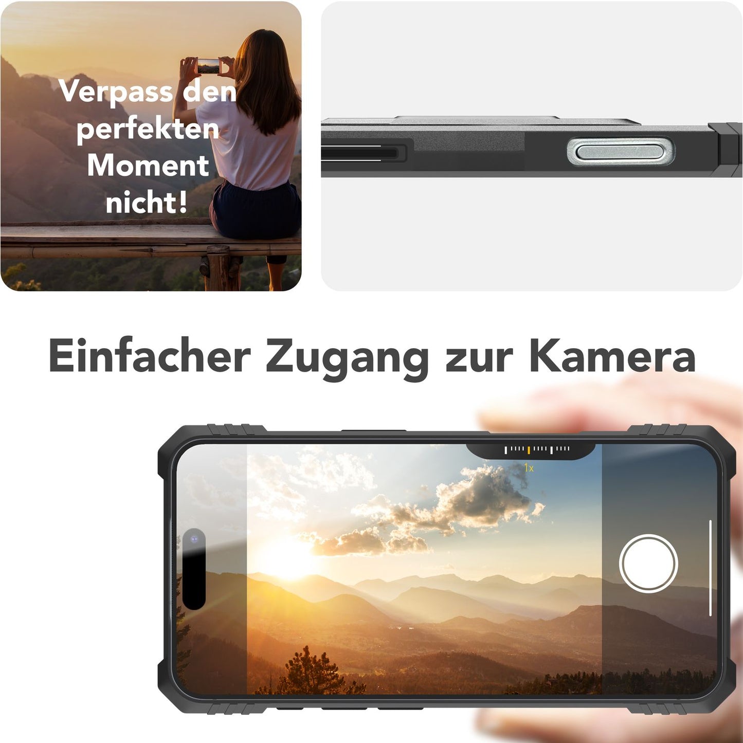 NALIA Magnetische Panzerhülle für iPhone 16 Pro Max – MagSafe kompatibel & Kamera-Stand – GRANITE (Outdoor Schutzhülle Stoßfest) – Marke aus Berlin