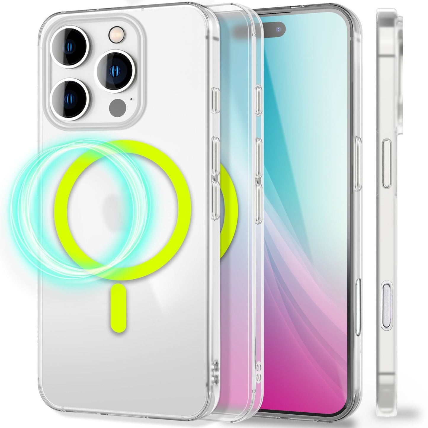 NALIA Ultra Slim Hardcase für iPhone 16 Pro – MagSafe Kompatibel & Nachleuchtender Ring – THINIX GLOW (Matt-Transparent & 0,3mm Dünn) – Marke aus Berlin