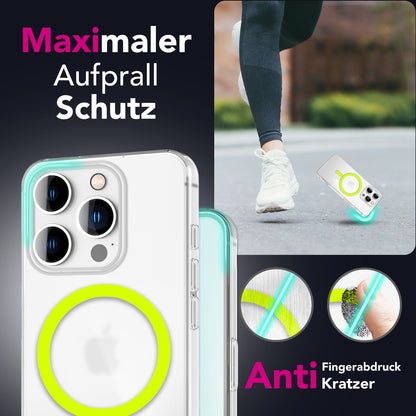 NALIA Ultra Slim Hardcase für iPhone 16 Pro – MagSafe Kompatibel & Nachleuchtender Ring – THINIX GLOW (Matt-Transparent & 0,3mm Dünn) – Marke aus Berlin