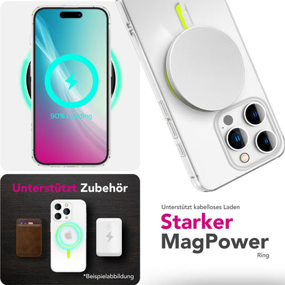 NALIA Ultra Slim Hardcase für iPhone 16 Pro Max – MagSafe Kompatibel & Nachleuchtender Ring – THINIX GLOW (Matt-Transparent & 0,3mm Dünn) – Marke aus Berlin