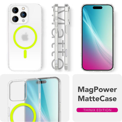 NALIA Ultra Slim Hardcase für iPhone 16 Pro Max – MagSafe Kompatibel & Nachleuchtender Ring – THINIX GLOW (Matt-Transparent & 0,3mm Dünn) – Marke aus Berlin