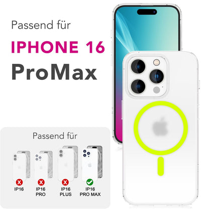 NALIA Ultra Slim Hardcase für iPhone 16 Pro Max – MagSafe Kompatibel & Nachleuchtender Ring – THINIX GLOW (Matt-Transparent & 0,3mm Dünn) – Marke aus Berlin