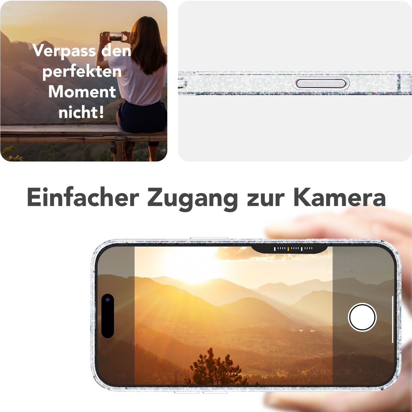 NALIA Glitzerhülle für iPhone 16 Pro Max – MagSafe kompatibel & Funkelnd – STARLITE (Klares Hybrid-Case mit Silikon-Rahmen & Anti-Gelb Rückseite) – Marke aus Berlin