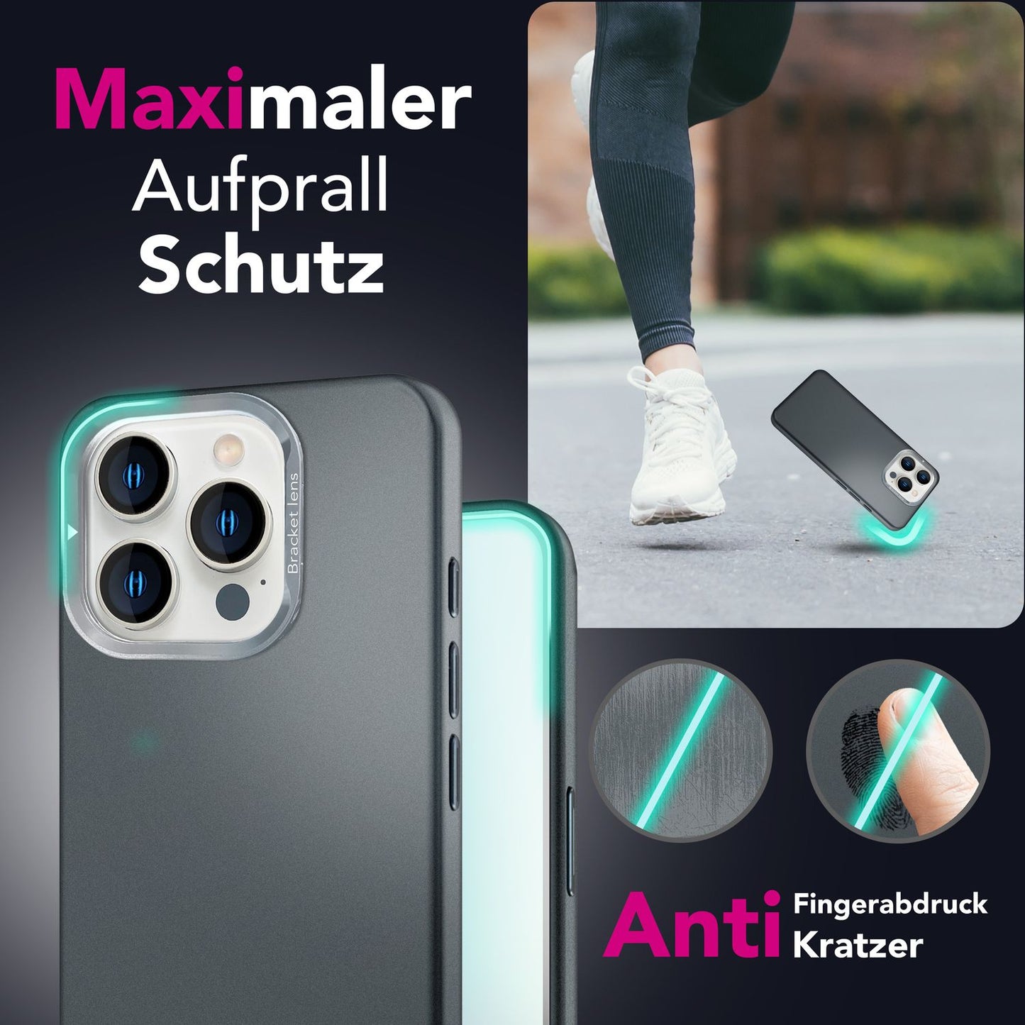 NALIA Magnet Hardcase für iPhone 16 Pro – Faltbarer Kamera-Stand – OVERLAND (Schutzhülle Matt & MagSafe Kompatibel) – Marke aus Berlin