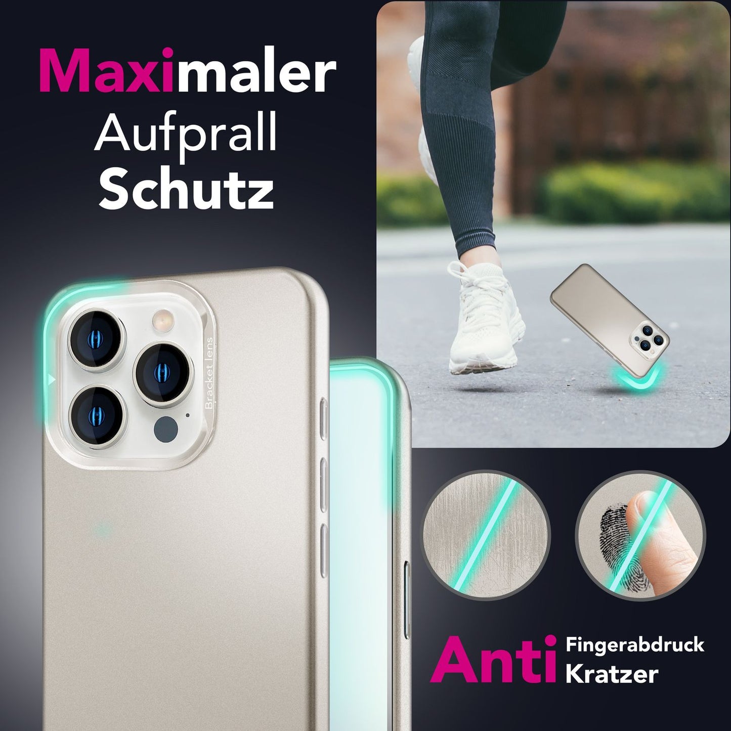 NALIA Magnet Hardcase für iPhone 16 Pro – Faltbarer Kamera-Stand – OVERLAND (Schutzhülle Matt & MagSafe Kompatibel) – Marke aus Berlin