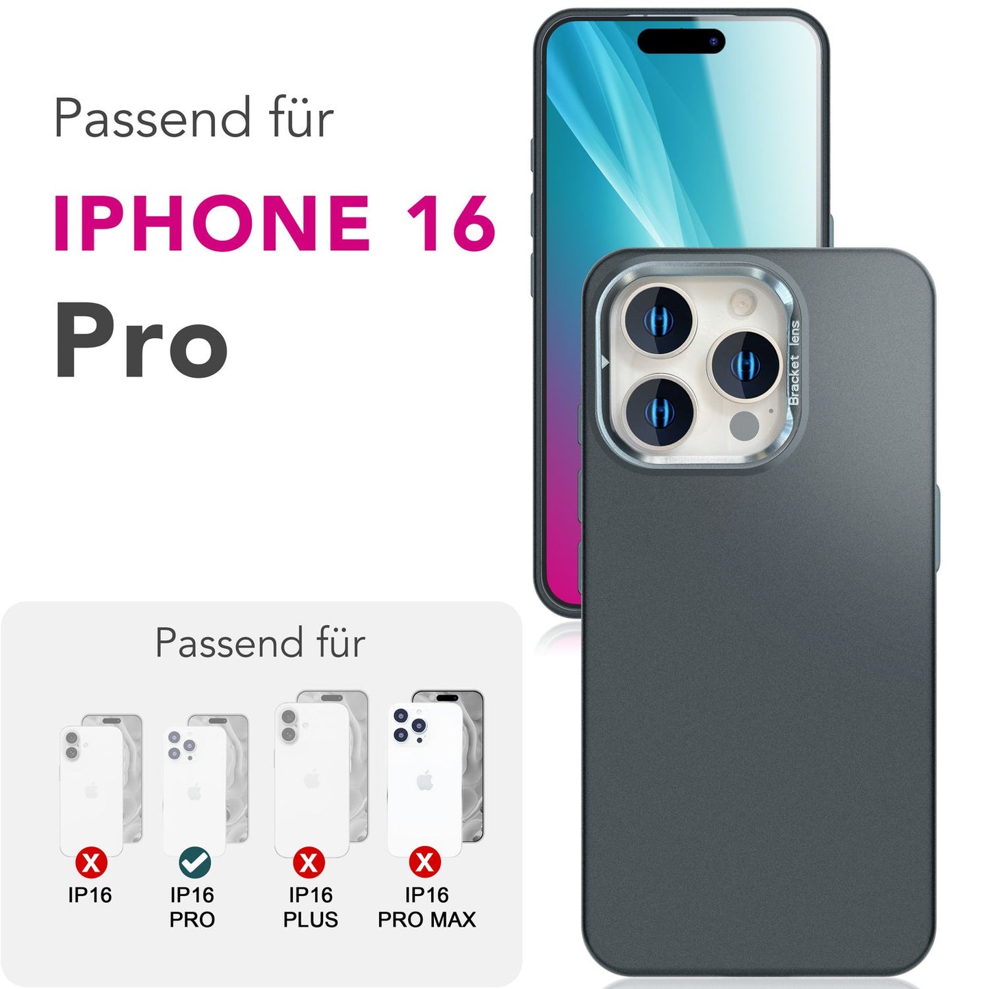 NALIA Magnet Hardcase für iPhone 16 Pro – Faltbarer Kamera-Stand – OVERLAND (Schutzhülle Matt & MagSafe Kompatibel) – Marke aus Berlin
