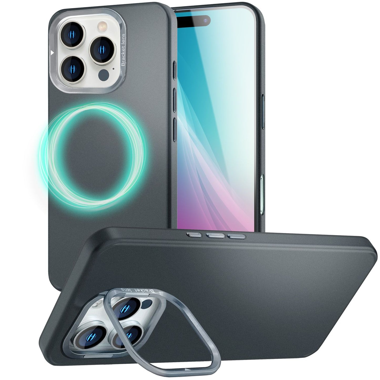NALIA Magnet Hardcase für iPhone 16 Pro Max – Faltbarer Kamera-Stand – OVERLAND (Schutzhülle Matt & MagSafe Kompatibel) – Marke aus Berlin