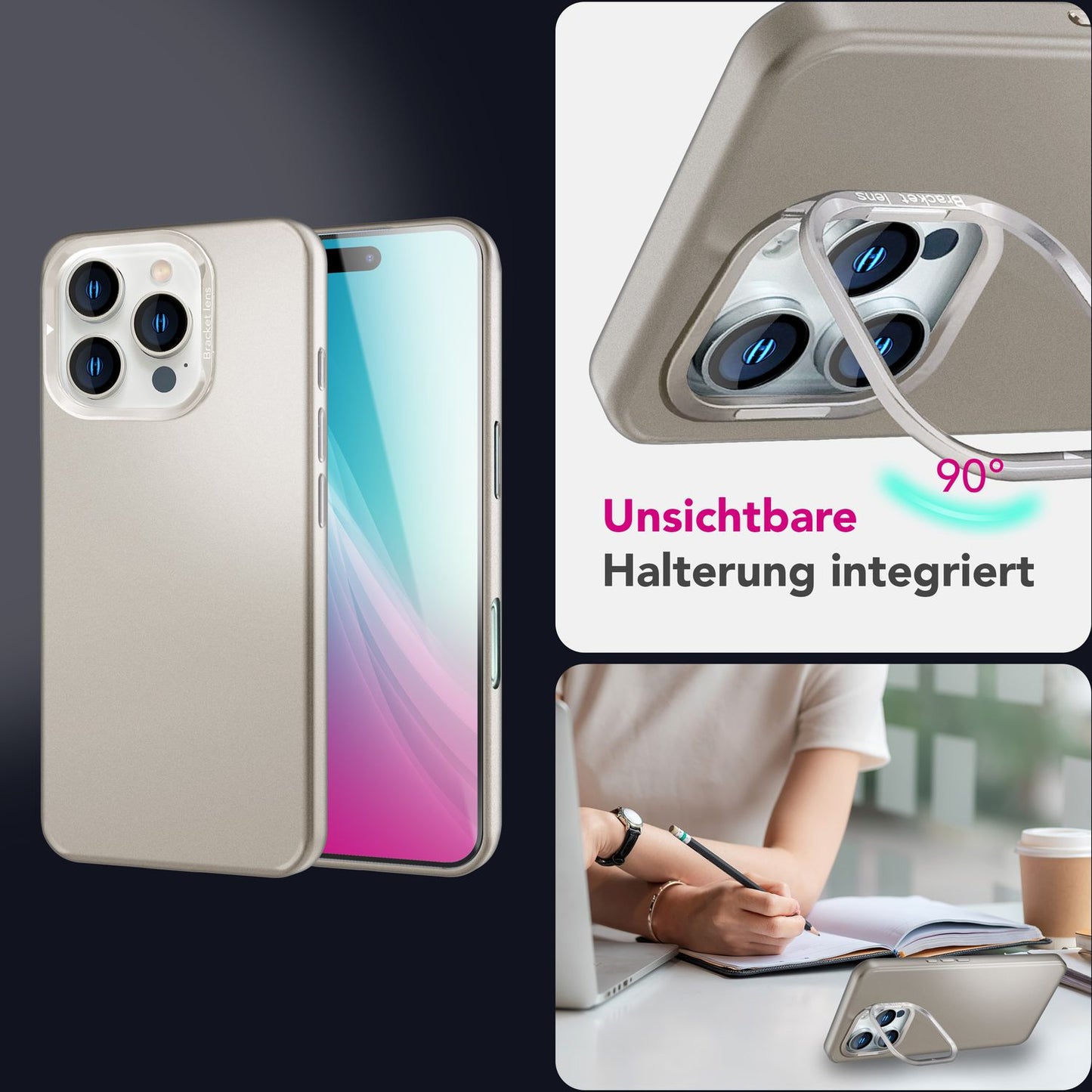 NALIA Magnet Hardcase für iPhone 16 Pro Max – Faltbarer Kamera-Stand – OVERLAND (Schutzhülle Matt & MagSafe Kompatibel) – Marke aus Berlin