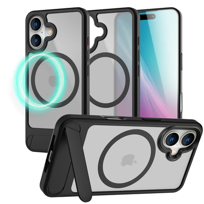 NALIA Magnet-Case für iPhone 16 – Klappständer & Kameraschutz – TRITON (Matt-Transparent & Hybrid-Schutz) – Marke aus Berlin