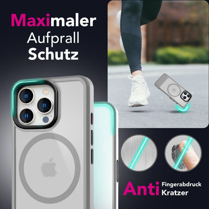 NALIA Magnet-Case für iPhone 16 Pro – Klappständer & Kameraschutz – TRITON (Matt-Transparent & Hybrid-Schutz) – Marke aus Berlin