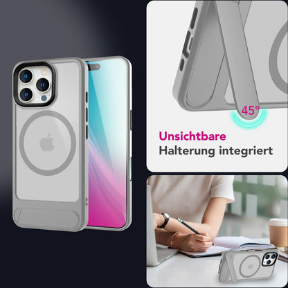 NALIA Magnet-Case für iPhone 16 Pro – Klappständer & Kameraschutz – TRITON (Matt-Transparent & Hybrid-Schutz) – Marke aus Berlin
