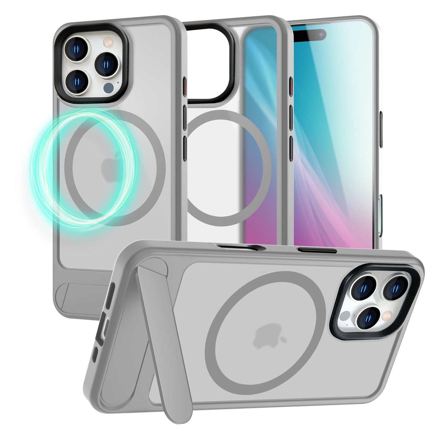 NALIA Magnet-Case für iPhone 16 Pro Max – Klappständer & Kameraschutz – TRITON (Matt-Transparent & Hybrid-Schutz) – Marke aus Berlin