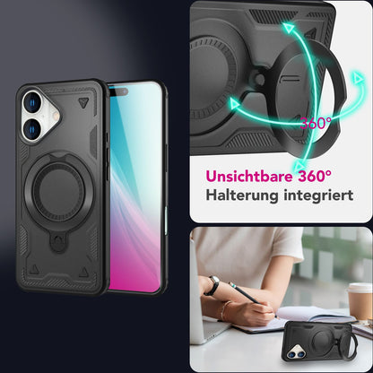 NALIA Magnetische Panzerhülle für iPhone 16 – Ring-Halterung 360° & MagSafe kompatibel – STORMGUARD (Outdoor Case) – Marke aus Berlin