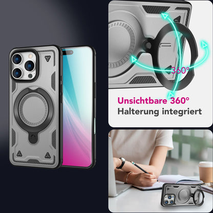 NALIA Magnetische Panzerhülle für iPhone 16 Pro – Ring-Halterung 360° & MagSafe kompatibel – STORMGUARD (Outdoor Case) – Marke aus Berlin
