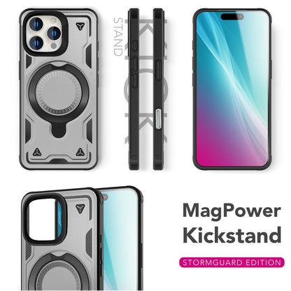 NALIA Magnetische Panzerhülle für iPhone 16 Pro – Ring-Halterung 360° & MagSafe kompatibel – STORMGUARD (Outdoor Case) – Marke aus Berlin