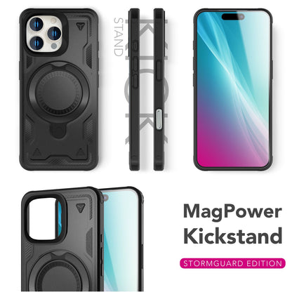 NALIA Magnetische Panzerhülle für iPhone 16 Pro Max – Ring-Halterung 360° & MagSafe kompatibel – STORMGUARD (Outdoor Case) – Marke aus Berlin
