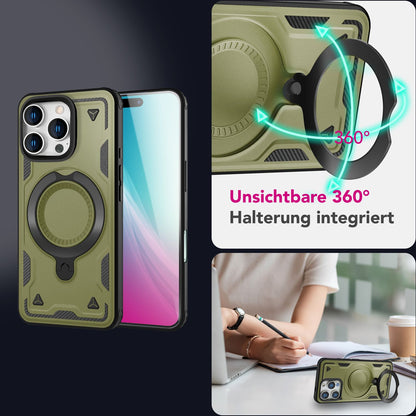 NALIA Magnetische Panzerhülle für iPhone 16 Pro Max – Ring-Halterung 360° & MagSafe kompatibel – STORMGUARD (Outdoor Case) – Marke aus Berlin